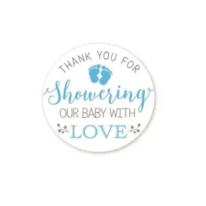 Custom Sticker Team Boy Girl Teddy Bear Thank You Stickers Blue Boy Baby Shower Favors Labels Decorations Supplies