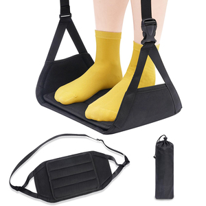 Repose-pieds de voyage portable essentiel, large repose-pieds d'avion avec support en bambou, hamac pour les pieds en avion - Product Image 1