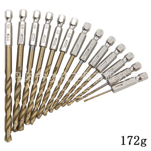 Twist Drill Bit Set 13pcs Hex Shank Titanium Plated Gold Finish For Metal Drilling Quick Change Chuck - Product Image 4