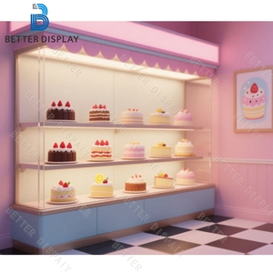 Meubles de <span class=keywords><strong>boulangerie</strong></span> style rose vitrine à gâteaux personnalisée comptoir de présentation à gâteaux <span class=keywords><strong>en</strong></span> verre incurvé pour vitrine de <span class=keywords><strong>boulangerie</strong></span> - Product Image 3