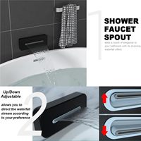 Système de douche thermostatique Homedec à 3 jets, avec douchettes LED de 12 po, douchette pleine longueur de 6 po, bec de baignoire, 3 poignées, en laiton noir mat et acier inoxydable