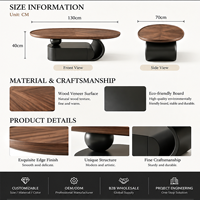 Table basse ovale avec tiroir de rangement, design italien de luxe, style moderne du milieu du siècle, meubles de salon, fabrication OEM ODM directe d'usine