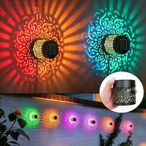 Lampada da parete a proiezione Mandala, lampada da parete ricaricabile, lampada decorativa RGB a 7 colori, luci solari da giardino impermeabili per esterni. - Product Image 1