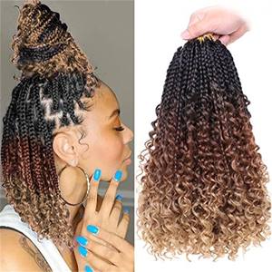 Fábrica al por mayor Goddess Locs Messy Box Trenzas Crochet Bohemian Hair con rizado Pre-Looped Boho <span class=keywords><strong>River</strong></span> Box Trenzado - Product Image 1