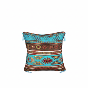Kilim Designed Brown - Turquoise Turkish & Ottoman Cushion - Pillow Cover - Product Image 2
