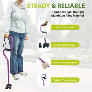 Thuận tiện sử dụng hàng ngày cao su Quad đi bộ gậy mía người già khuyết tật phục hồi chức năng Thiết bị giúp mọi người đứng thoải mái - Product Image 4