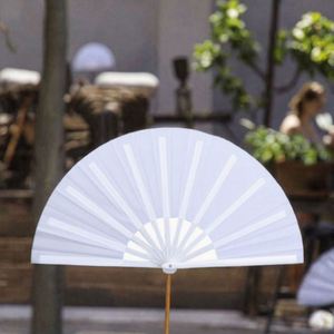 Éventail pliant personnalisé en plastique coloré de 33 cm, grand format, pour femmes, idéal pour le Kung Fu, les raves, la danse festive et les remises de diplômes - Product Image 3