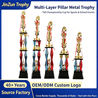 Trophée de championnat en plastique multicouche de qualité supérieure, coupe de récompense sportive avec logo personnalisé, plusieurs tailles pour événements scolaires et d'entreprise