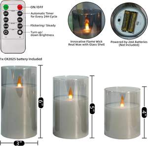 Venta al por Mayor de Velas LED con Control Remoto, sin Llama, en Forma de Bala, de Plástico, para Bodas, Navidad - Product Image 5