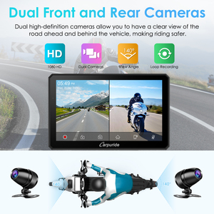 Caméra embarquée pour moto Carpuride avec écran GPS, MP3, DSP, CarPlay sans fil et Android <span class=keywords><strong>Auto</strong></span>, caméras avant/arrière, écran rotatif W712D - Product Image 4