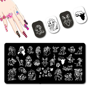 Piastra per Stamping <span class=keywords><strong>Unghie</strong></span> in Acciaio Inossidabile con Disegni del Re Leone, Mappa dell'Africa e Impronte di Zampe, Strumento per Manicure MCBL - Product Image 1