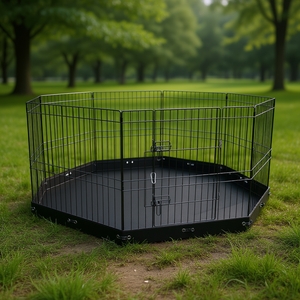 Corral Metálico Plegable de 8 Paneles para Perros, 24 Pulgadas de Alto, Valla para Mascotas, Caseta Interior/Exterior para Perros Pequeños y Medianos, para Camping y Jardín, Incluye Base - Product Image 2