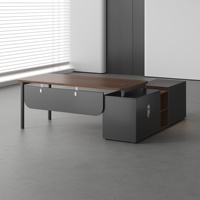 Bureau de direction MEKIA avec armoire latérale, table de 1,6 m et chaise, combinaison moderne et simple pour bureau, en PVC ignifuge