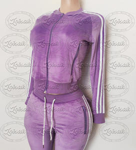 Completo Set 2 Pezzi <span class=keywords><strong>Donna</strong></span> Primavera 2026: Giacca con Cerniera e Pantaloni Svasati in Velluto con Striscia Laterale Personalizzabile con LOGO - Product Image 2