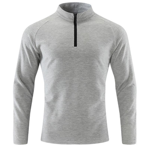 Personnalisé séchage rapide course à pied col rond à manches longues T-Shirt de sport Gym Fitness demi-1/4 quart fermeture éclair haute qualité pull chemise - Product Image 4
