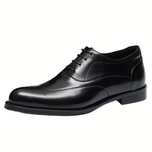 Zapatos Oxford de Cuero Genuino para Hombre, con Punta Puntiaguda, con Cordones, para Vestir, Oficina, Carrera, Todas las Temporadas, Suela de Goma Antideslizante - Product Image 4