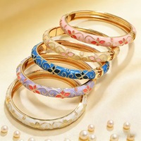 Gelang Enamel Pola Retro dari Paduan Seng, Penjualan Langsung Pabrik, Gelang Isi Minyak Fashionable dan Personal, Grosir