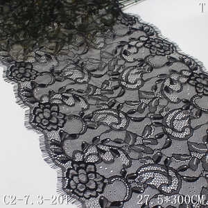 دانتيل شانتيلي فرنسي أسود ناعم غير مطاطي 100% نايلون بنقشة زهور فاخرة 27 سم لفساتين النساء 2025 - Product Image 3