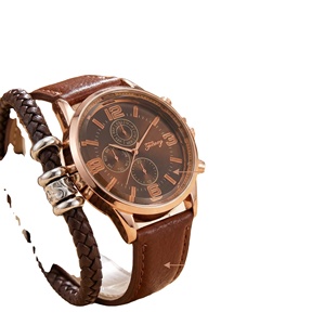 Men's 2pc Watch & Bracelet <b>Gift</b> Set Quartz Watch with Leather Band Watch Set with <b>Gift</b> Box Perfect Birthday <b>Gift</b> <b>for</b> Him - Product Image 3