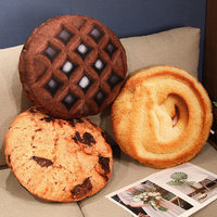 Coussin de siège en forme de biscuit et biscuit en peluche décorative à impression numérique 3D