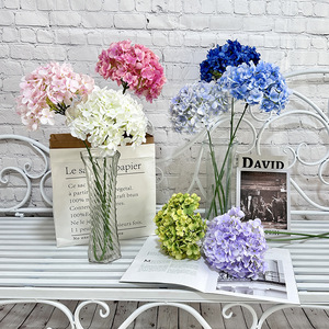 Fleurs artificielles Queyiyi, hydrangea à tige unique, 216 pétales, tissu brossé, décoration de mariage et de la maison - Product Image 5