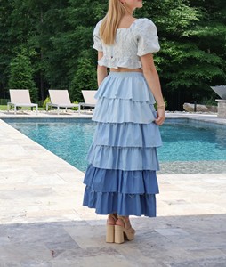 Multi Layered Empire Waist Chiffon Breathable Anti-static Casual <b>Wrap</b> <b>Skirt</b> casual <b>skirt</b> - Product Image 4