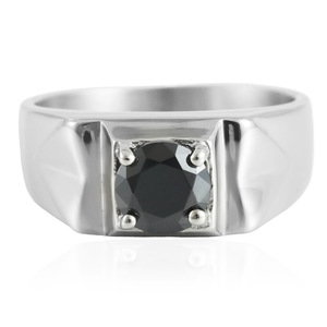 yunnique Men's Geometric <b>Titanium</b> Steel <b>Ring</b> With Prong Set Gemstone For Gift 210130 - Product Image 2