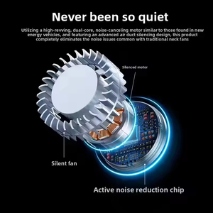 Nouveau ventilateur de cou sans fil portable, recharge USB, affichage numérique, silencieux, pour extérieur, mini moteur sans balais, batterie 2400mAh - Product Image 2