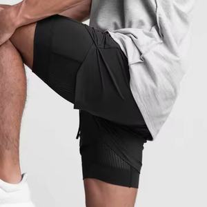 Logo Custom Designer Basketball Sports Shorts for Men Mesh with Pocket Double <b>Layer</b> Workout Jogger Compression Shorts Mens - Product Image 5