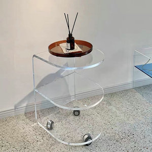 2024 Nhà Máy Bán Buôn Hiện Đại Lucite Bàn Cạnh Giường Ngủ Rõ Ràng Acrylic Xe Đẩy Bảng C Hình Dạng Bảng Bên - Product Image 4