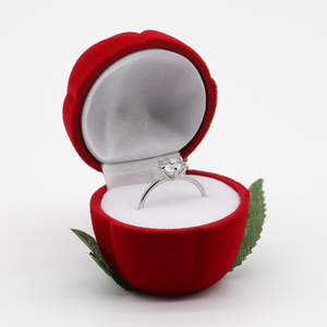 <strong>Rose</strong> Shape <strong>Jewelry</strong> <strong>Box</strong> with Hinge Closure for Rings and Earrings Velvet Material White Insert and Carton <strong>Box</strong> China - Product Image 5