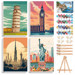 <span class=keywords><strong>Famosos</strong></span> Paisajes Urbanos Modernos, Paquete de 4 <span class=keywords><strong>Cuadros</strong></span> Enmarcados <span class=keywords><strong>para</strong></span> Pintar por Número, Kit <span class=keywords><strong>con</strong></span> Caballete <span class=keywords><strong>para</strong></span> Adultos, Pinturas Digitales, Decoración Ecológica <span class=keywords><strong>para</strong></span> el Hogar - Product Image 1