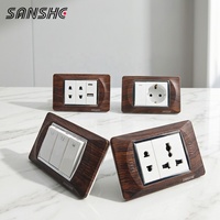 Interrupteur mural rétro SANSHE à effet bois, prise universelle avec USB Type-C et panneaux de prises électriques modulaires de type 118