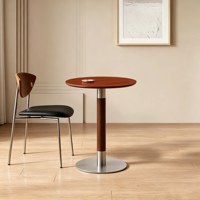 Table basse simple en bois massif rétro, petite table ronde pour balcon, table à manger, table de réception et de négociation avec chaises