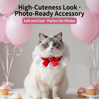 Collier décoratif pour animaux de compagnie avec clochette, écharpe à volants en dentelle et maille à carreaux, accessoire pour chiots et chats toutes saisons
