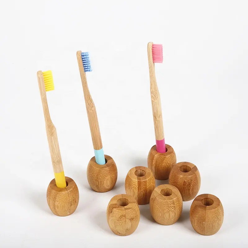 Wholesale Bathroom Accessory Set Logo Engraving Premium Toothbrush Degradable Bamboo Holder