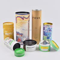 Thé riz épice chocolat gommeux capsule poudre supplément rond boîtes recyclables tube de papier carton de qualité alimentaire avec couvercle en métal