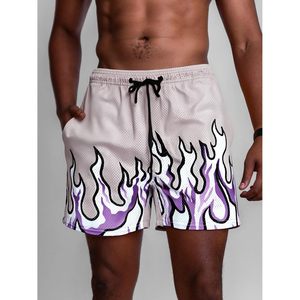 DiotSr Pantalones cortos de baloncesto con estampado de llamas para hombre, pantalones cortos deportivos de secado rápido con cordón en la cintura para uso informal y deportivo - Product Image 6