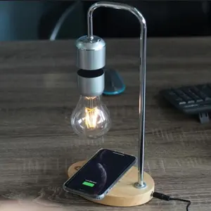 नई प्रौद्योगिकी एलईडी उड़ती लैंप स्मार्ट फोन वायरलेस चार्ज लकड़ी चुंबकीय अस्थायी टेबल बल्ब दीपक