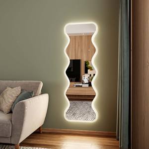 Pemasok lampu Salon rambut panjang rias lantai dengan lampu Led dekorasi tidak beraturan cermin Led bergelombang panjang penuh - Product Image 1