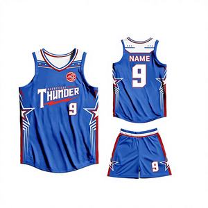 ชุดบาสเก็ตบอลโพลีเอสเตอร์ลายโลโก้แบบกำหนดเอง ระบายอากาศ แห้งเร็ว ซับเหงื่อ ไซส์ใหญ่ สำหรับการแข่งขันทีม - Product Image 1