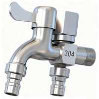 Robinet d'eau pour lave-linge à double tête, en acier inoxydable, 1 entrée, 2 sorties, double usage, eau froide uniquement, pour la maison