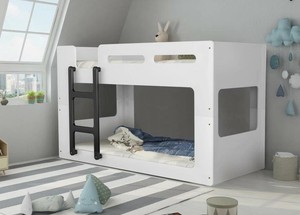 <span class=keywords><strong>Litera</strong></span> de madera maciza blanca moderna y divertida para niños, muebles para el hogar de estilo de cabina individual y doble de 3 pies para dormitorio - Product Image 3