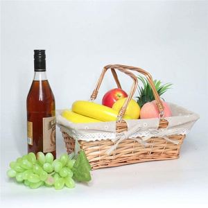 野餐配件红色柳条篮木制套装家居装饰野餐车水果篮蓝色20L篮子50个野餐篮藤编袋玩具 - Product Image 1