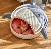 Lit-caverne pour chat 2-en-1, fermé et chaud, Nid portable pour animaux de compagnie, Tente-chenil mignonne pour chaton, Maison pour chat convertible, Fournitures pour animaux de compagnie en gros