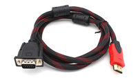Câble HDMI vers VGA de 1,5 m, HDMI mâle vers VGA 15 broches mâle, plaqué or, câble HD avec gaine en PVC pour PC portable et utilisation HDTV