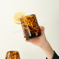 Juego de Cubitera y Vasos de Vidrio con Textura de Burbujas Ámbar Vintage, Artículos de Bebida Hechos a Mano para el Hogar, Bar, Hotel, Mesa, Fiestas