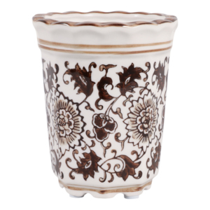 Candela Profumata in Ceramica con Bordo Decorativo Ondulato, Elegante Accento Votivo per Arredamento Interno ed Esterno - Product Image 2