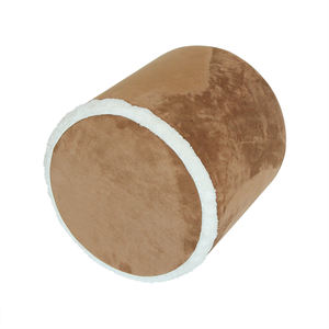 Kahverengi süet dışkı koltuk beyaz kadife trim dekorasyon ile Modern yuvarlak tabure osmanlı - Product Image 4