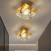 Plafonnier LED carré en verre, design moderne et luxueux, fait main, personnalisable, pour les halls d'entrée, les couloirs, les hôtels